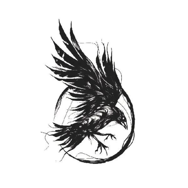 Долговременное тату Ворон-абстракция Ink-Ok