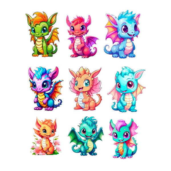 Временное тату Драконы мультяшные Ink-Ok