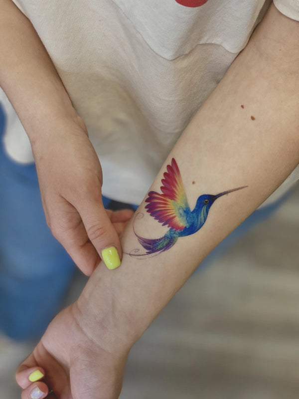 Временное тату яркая колибри Ink-Ok