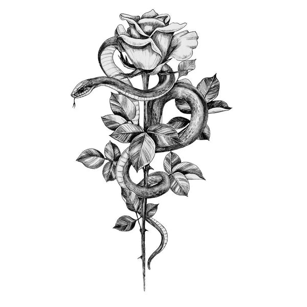 Временное тату Змея в розе Ink-Ok