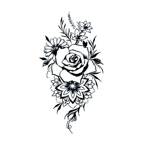 Долговременная татуировка Роза-орнамент Ink-Ok