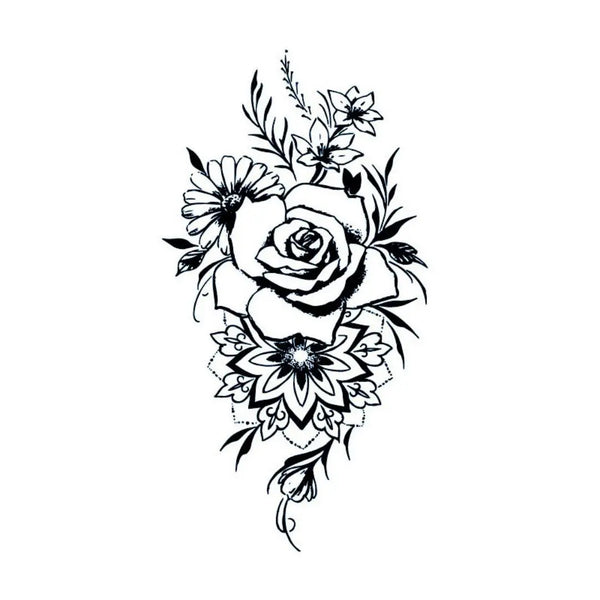Долговременная татуировка Роза-орнамент Ink-Ok