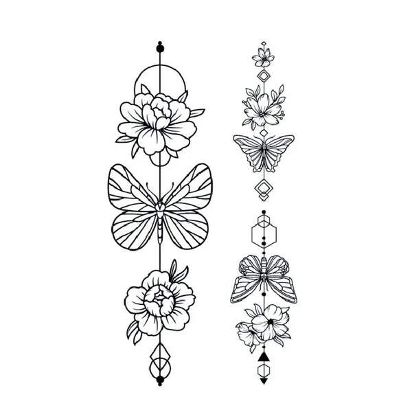 Долговременное тату Пара цветы-бабочки Ink-Ok