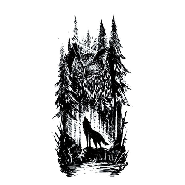 Долговременное тату Лес и животные Ink-Ok