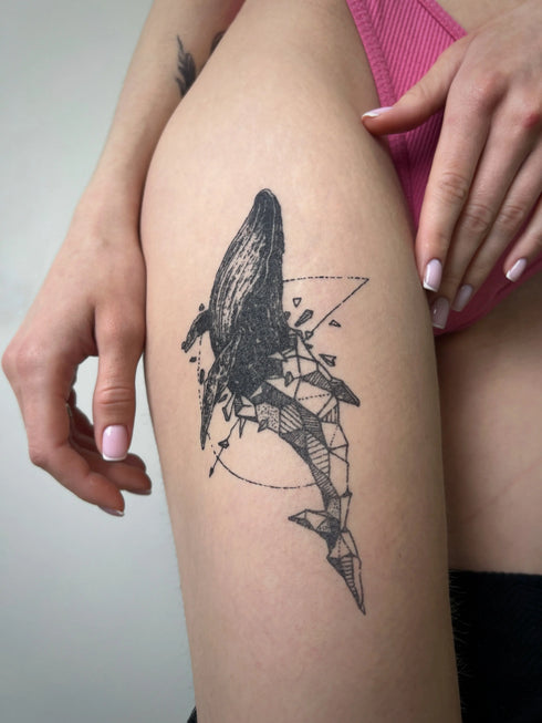 Долговременная татуировка Кит-геометрия Ink-Ok