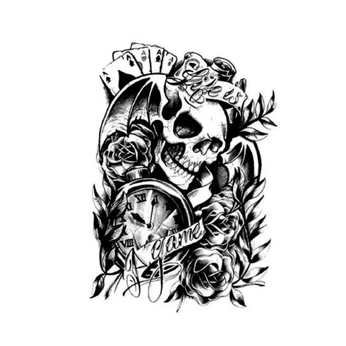 Долговременное тату Череп и розы Ink-Ok