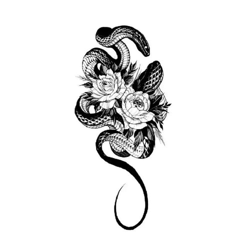 Долговременное тату Змея-цветы Ink-Ok