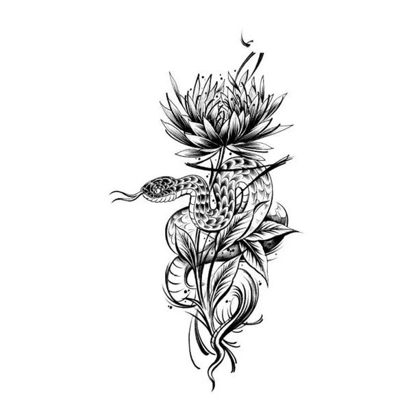 Долговременное тату Змея-цветы Ink-Ok