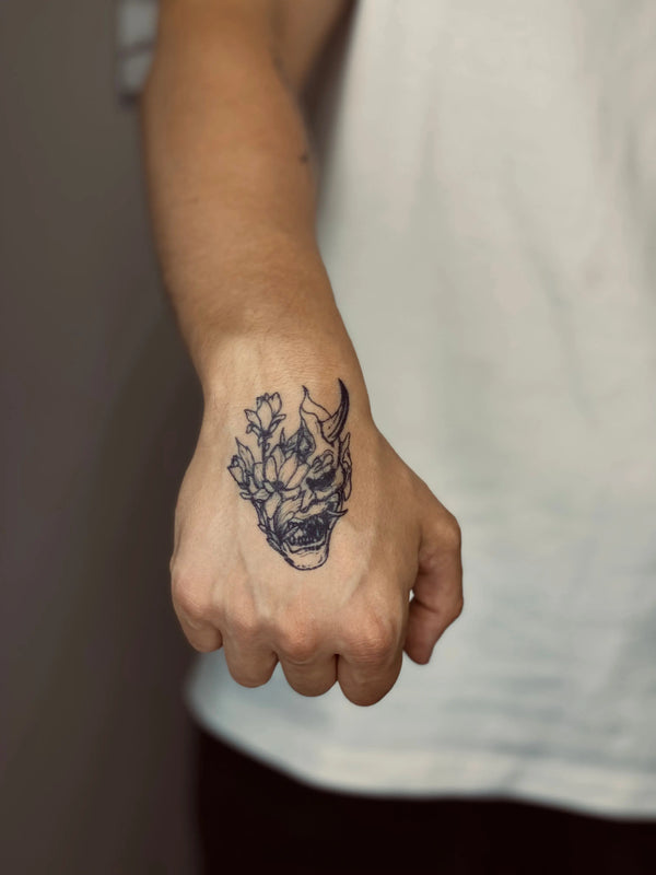 Долговременное тату Демон и цветы Ink-Ok