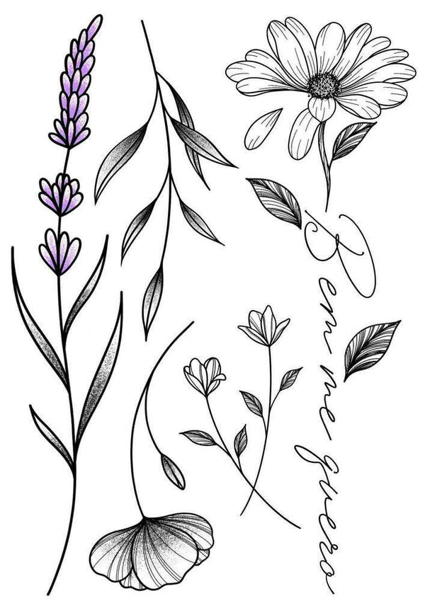 Временное тату Фио сет цветы Ink-Ok