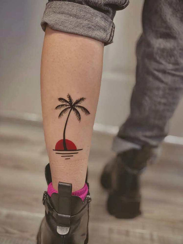 Временное тату Пальма и Закат Ink-Ok