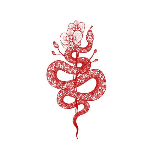 Временное тату Змея и цветі Ink-Ok