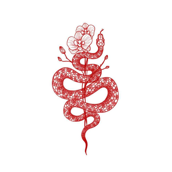 Временное тату Змея и цветі Ink-Ok