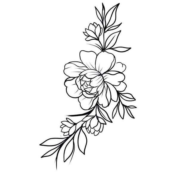 Временное тату веточка с цветами Ink-Ok