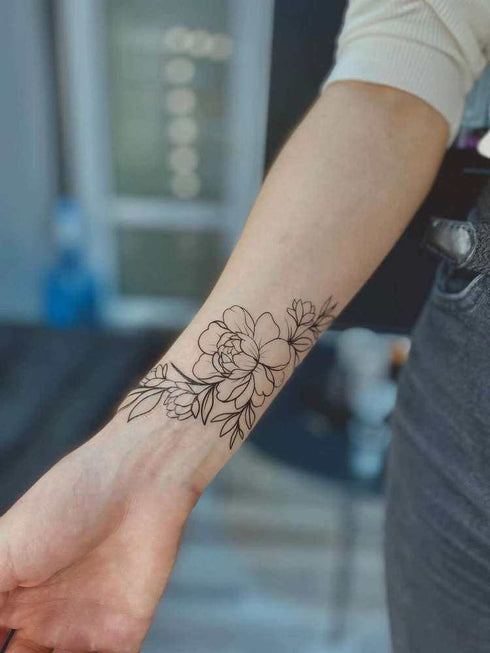 Временное тату веточка с цветами Ink-Ok