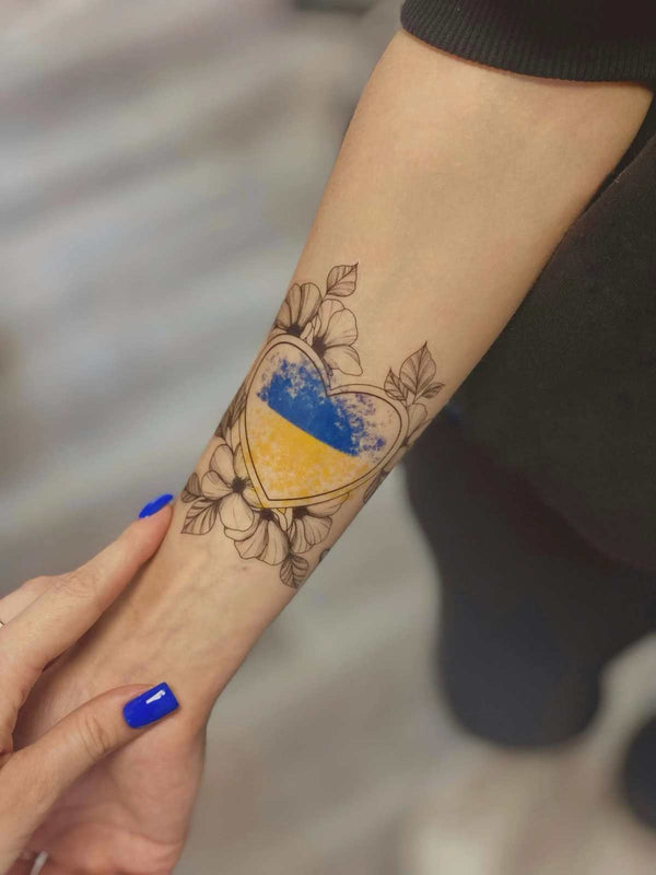 Временное тату Сердце-цветы-Украина Ink-Ok
