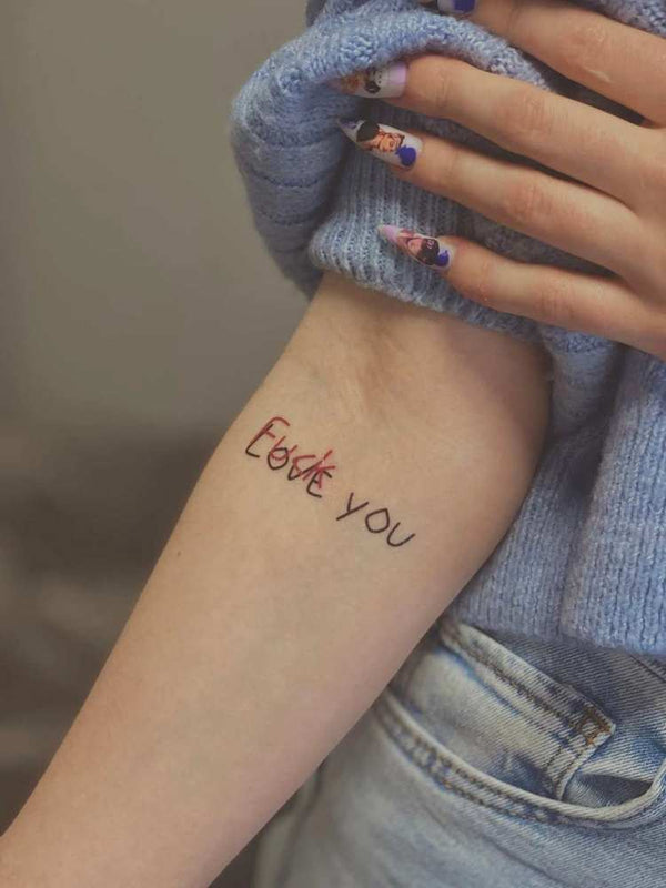 Временное тату надпись Love/Fuck you Ink-Ok
