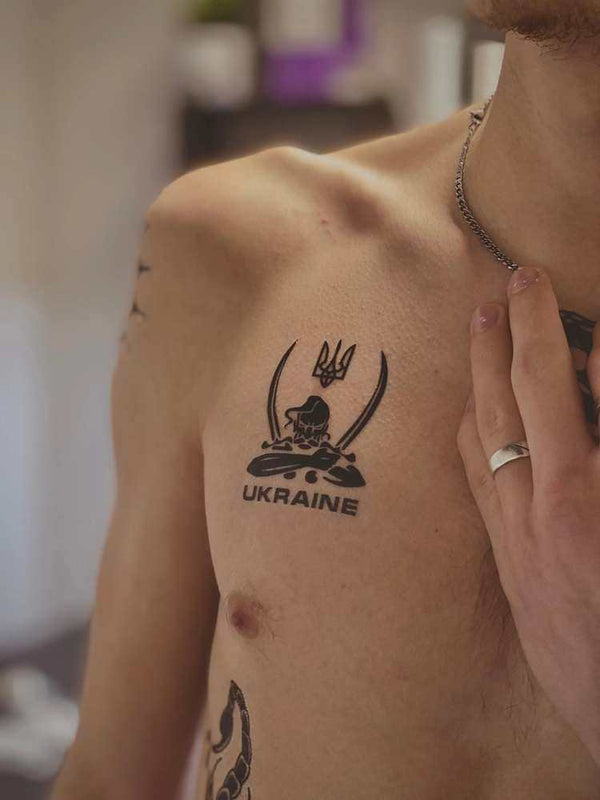 Временное тату Козак - Ukraine ## Ink-Ok